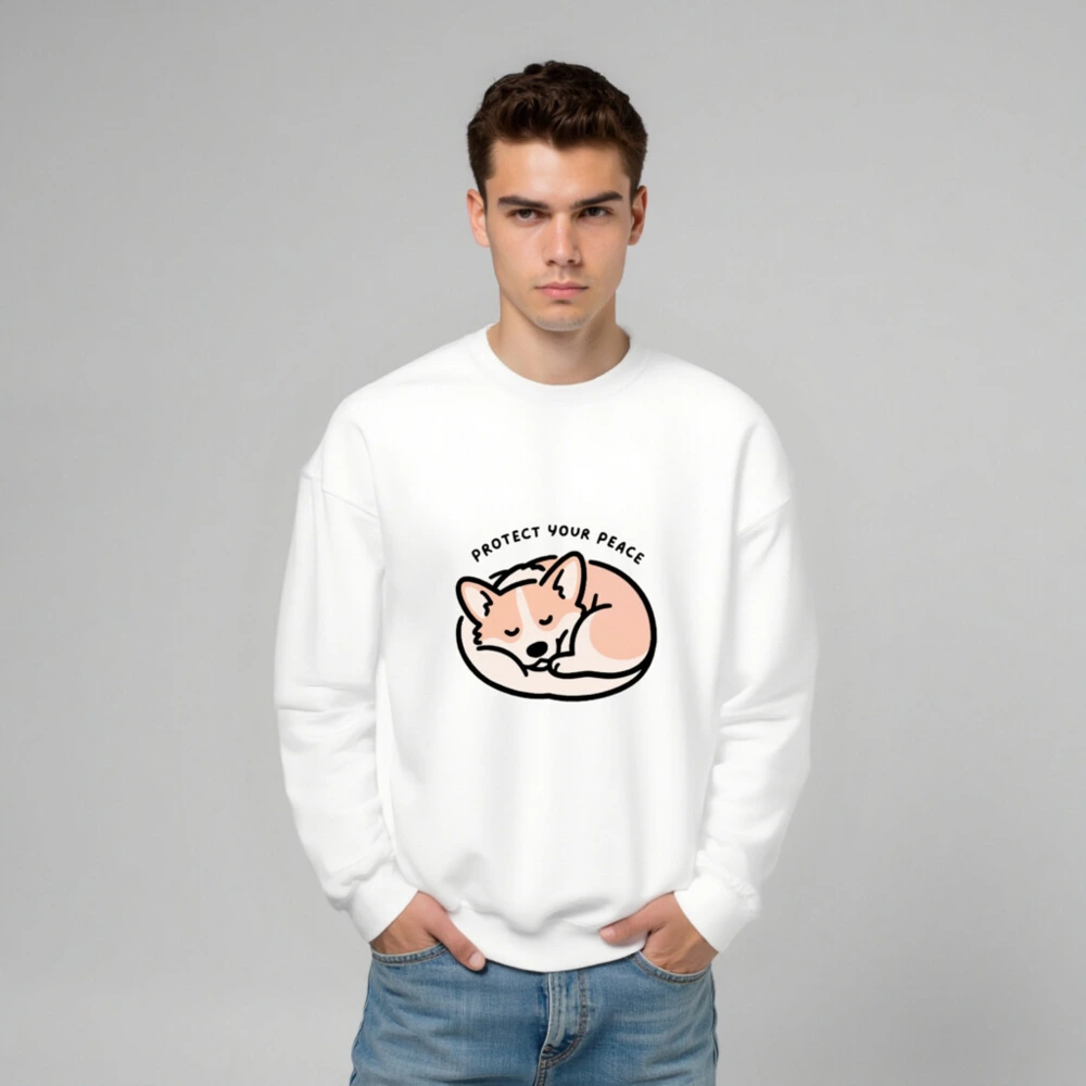 Unisex Crew Neck Sweatshirt - Protect Your Peace Fox Sleep Design - Image 6