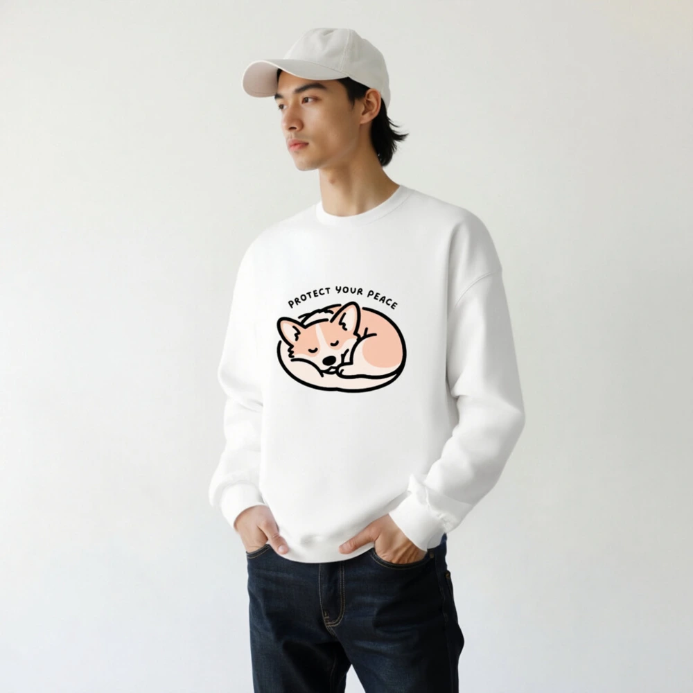 Unisex Crew Neck Sweatshirt - Protect Your Peace Fox Sleep Design - Image 7