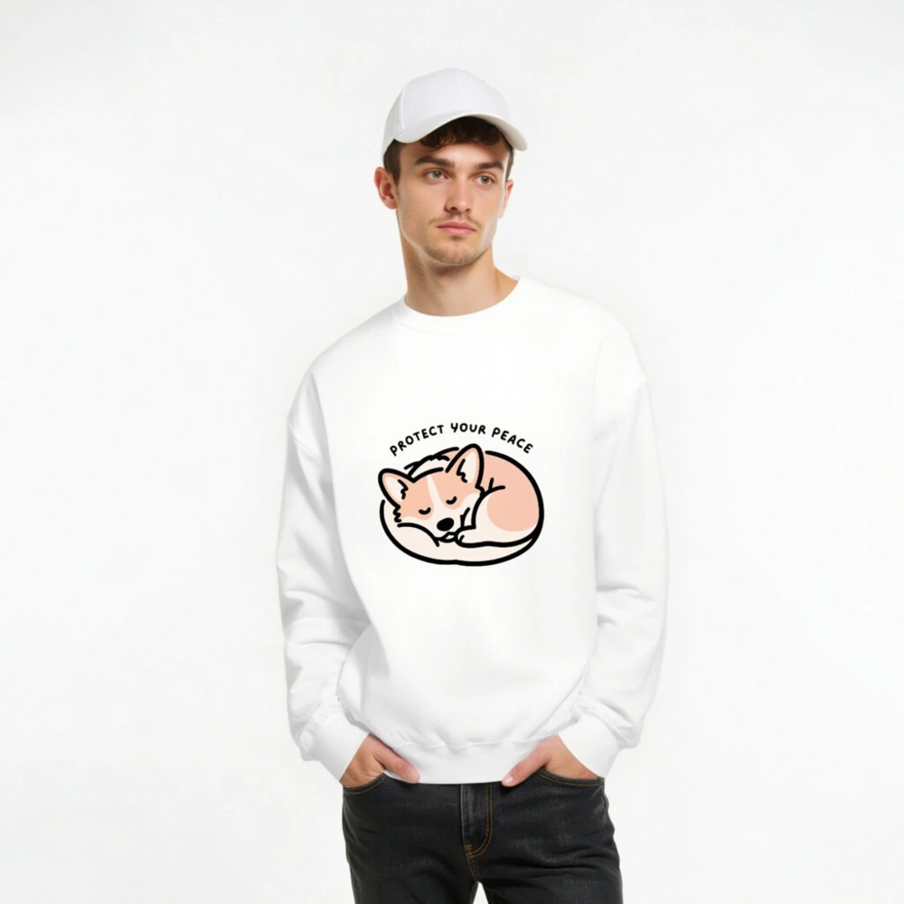 Unisex Crew Neck Sweatshirt - Protect Your Peace Fox Sleep Design - Image 8