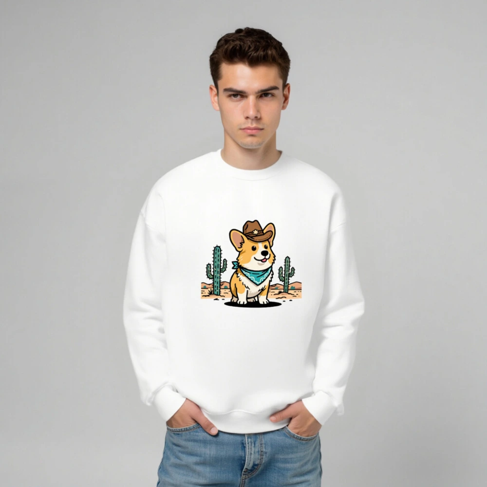 Cowboy Corgi Unisex Crew Neck Sweatshirt | Western Dog Design - Image 6