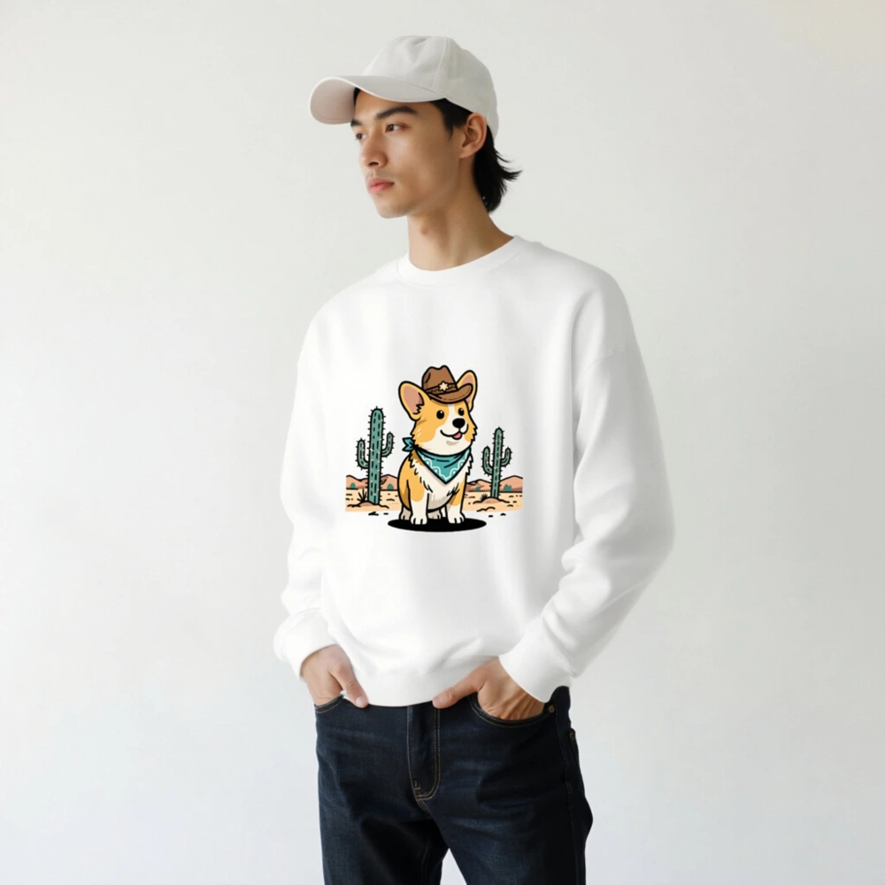 Cowboy Corgi Unisex Crew Neck Sweatshirt | Western Dog Design - Image 7