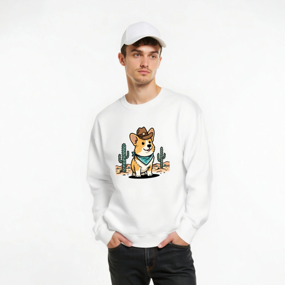 Cowboy Corgi Unisex Crew Neck Sweatshirt | Western Dog Design - Image 8