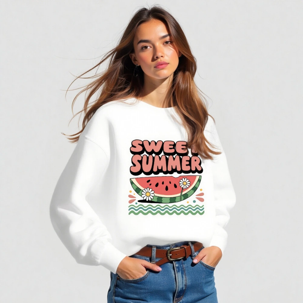 Sweet Summer Watermelon Sweatshirt - Unisex Crew Neck, Comfortable & Fun - Image 3