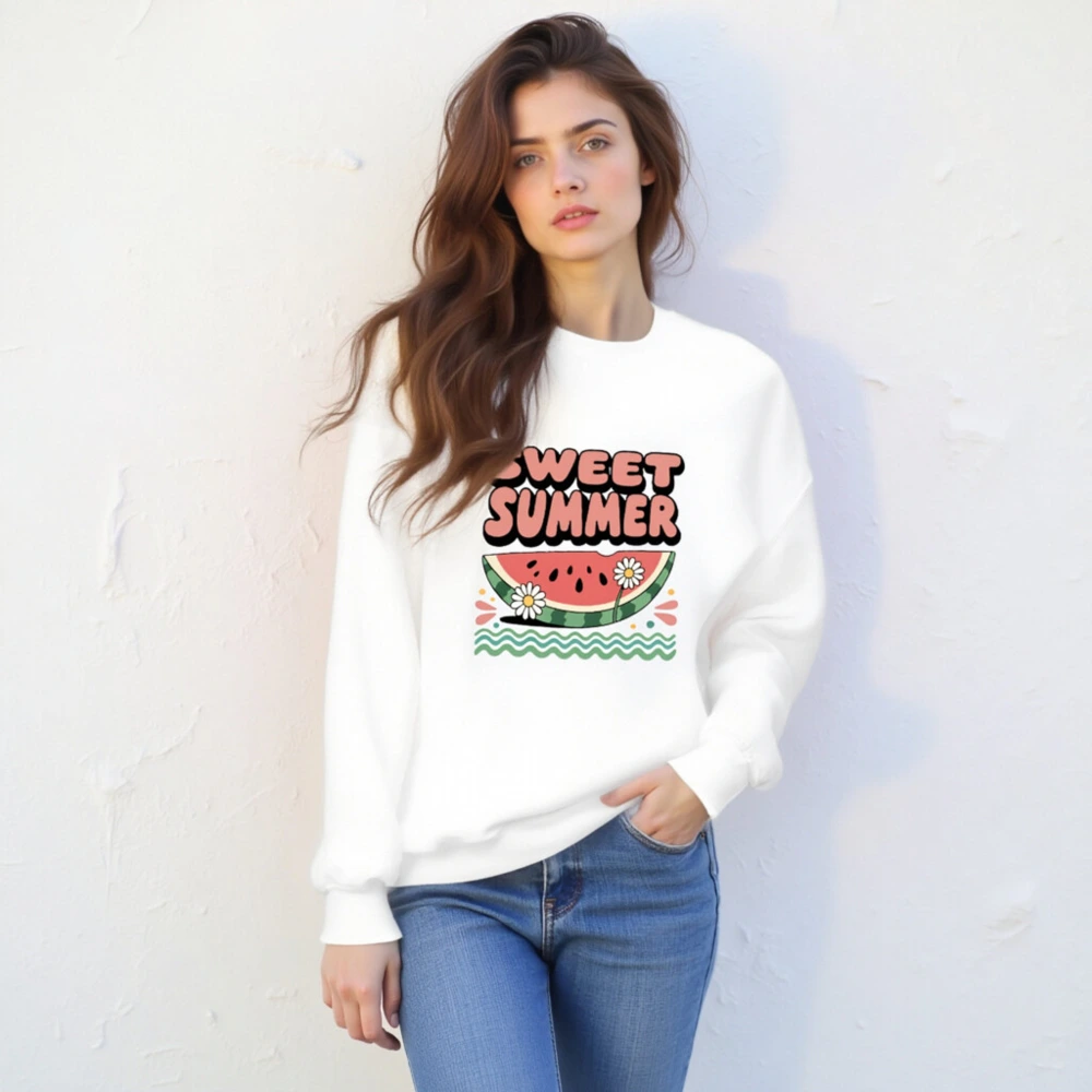 Sweet Summer Watermelon Sweatshirt - Unisex Crew Neck, Comfortable & Fun - Image 4