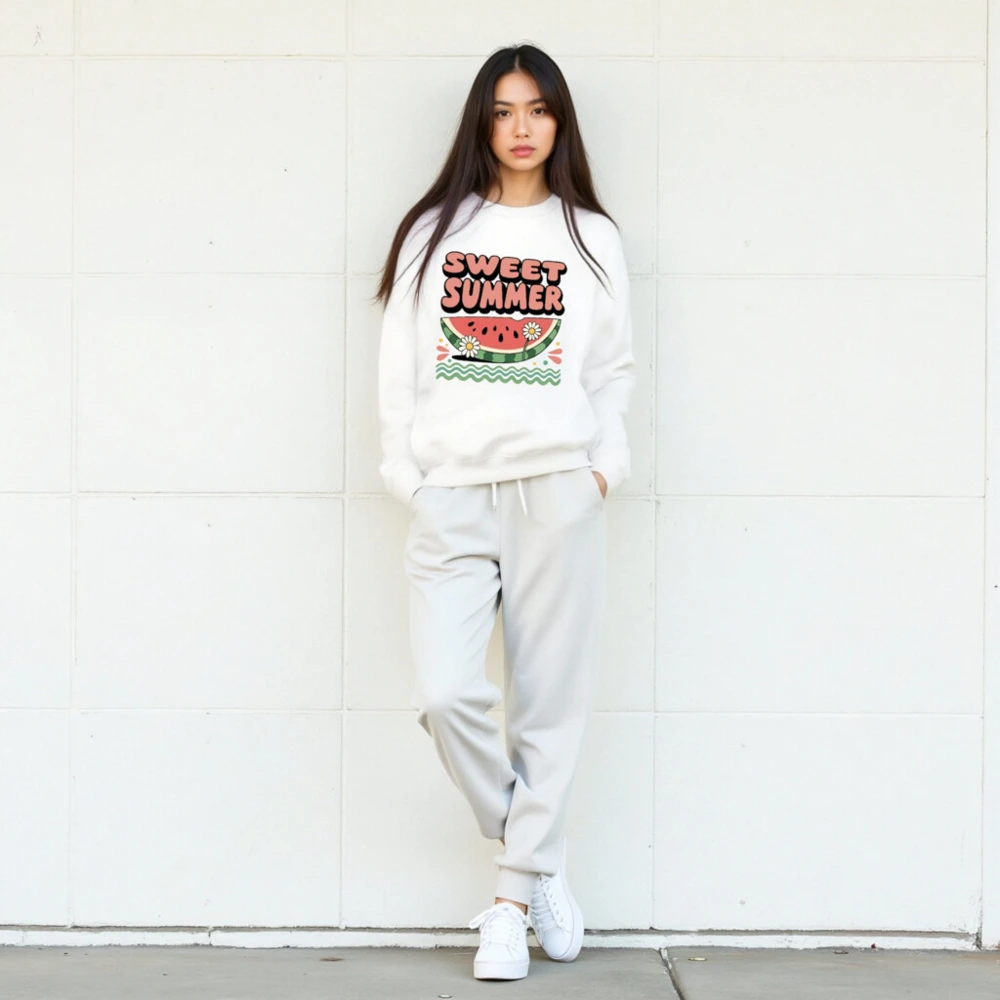 Sweet Summer Watermelon Sweatshirt - Unisex Crew Neck, Comfortable & Fun - Image 5