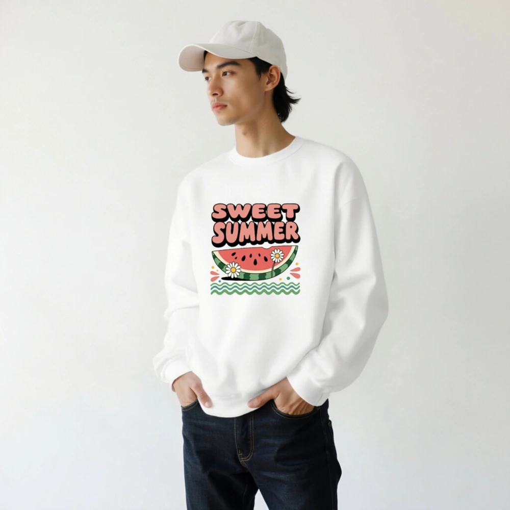 Sweet Summer Watermelon Sweatshirt - Unisex Crew Neck, Comfortable & Fun - Image 7