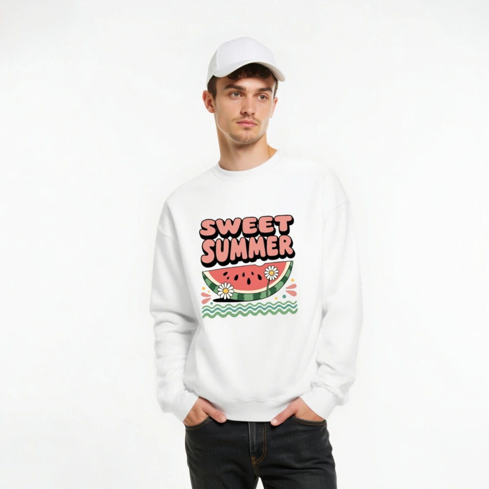 Sweet Summer Watermelon Sweatshirt - Unisex Crew Neck, Comfortable & Fun - Image 8