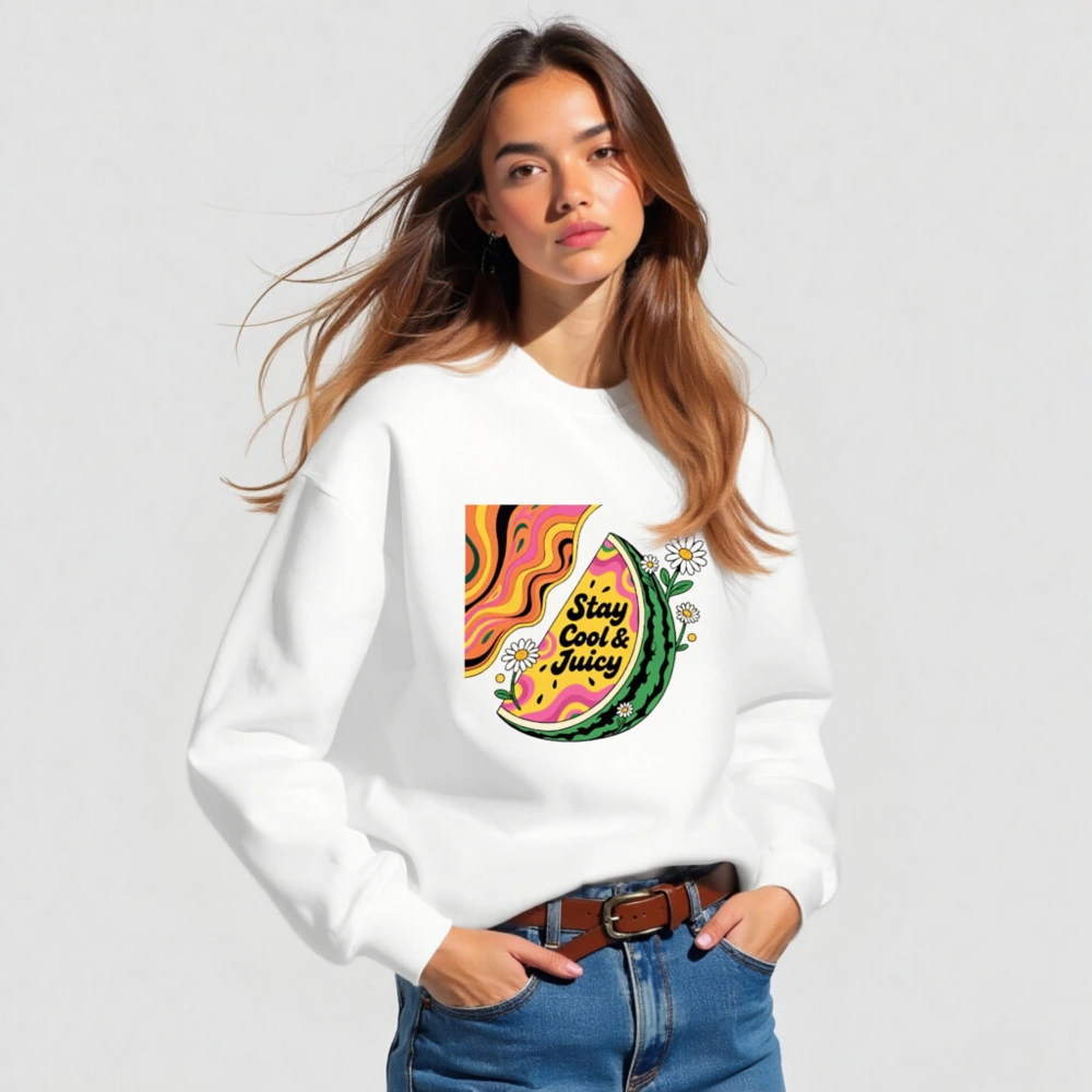 Unisex Watermelon Sweatshirt - Stay Cool & Juicy, Psychedelic Slice Design - Image 3