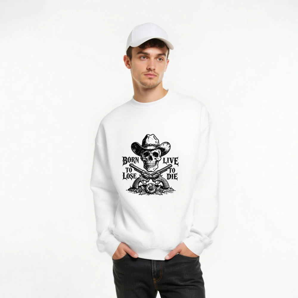 Unisex Cowboy Skull Sweatshirt - Born to Lose, Live to Die | Soft Crew Neck - Image 8