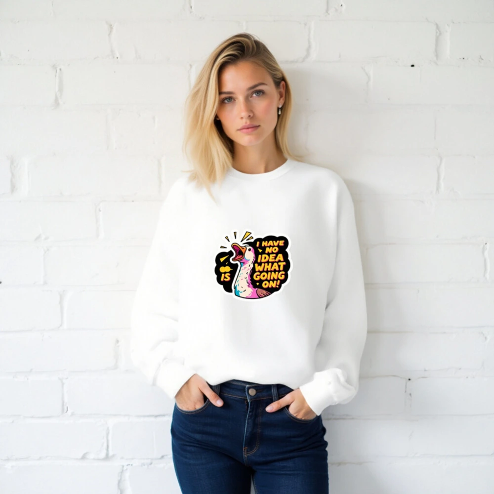 Unisex Crew Neck Sweatshirt | I Have No Idea What's Going On! Duck Graphic - Image 2