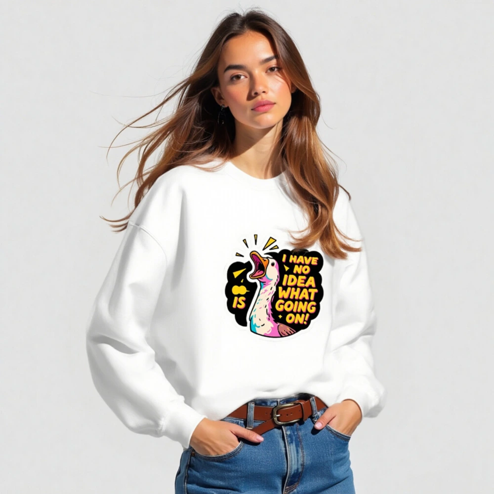 Unisex Crew Neck Sweatshirt | I Have No Idea What's Going On! Duck Graphic - Image 3