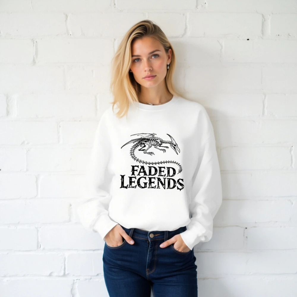 Faded Legends Dragon Skeleton Unisex Crew Neck Sweatshirt - Image 2