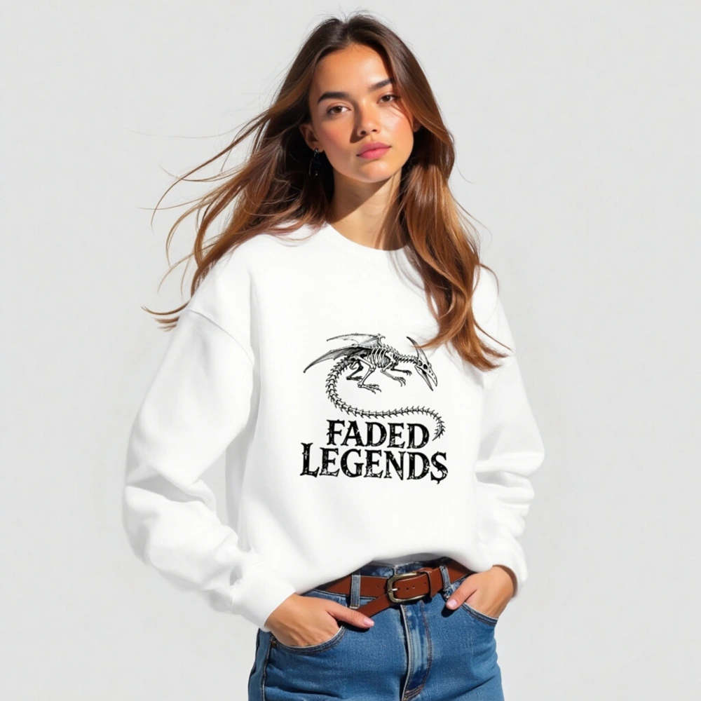 Faded Legends Dragon Skeleton Unisex Crew Neck Sweatshirt - Image 3