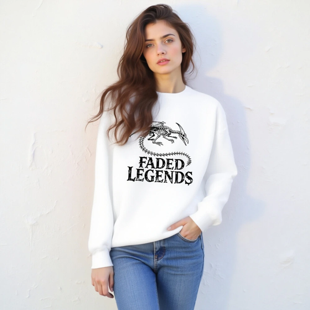Faded Legends Dragon Skeleton Unisex Crew Neck Sweatshirt - Image 4