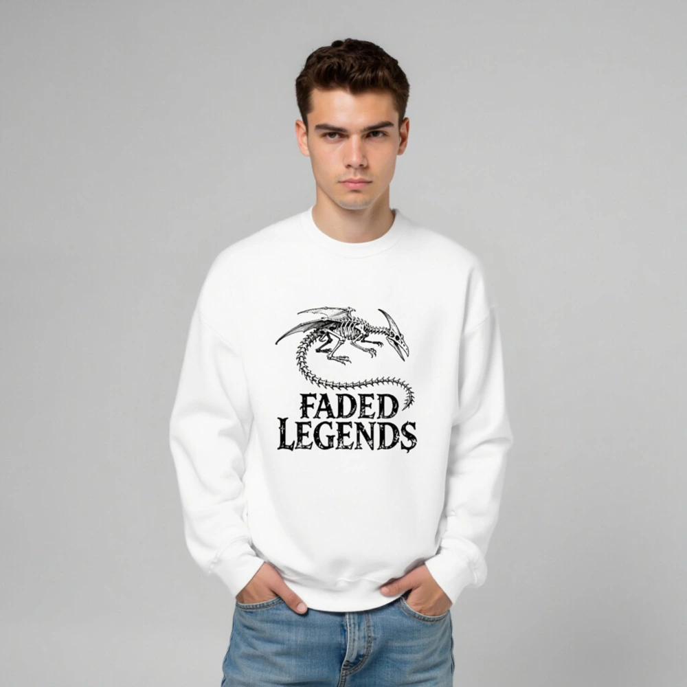 Faded Legends Dragon Skeleton Unisex Crew Neck Sweatshirt - Image 6