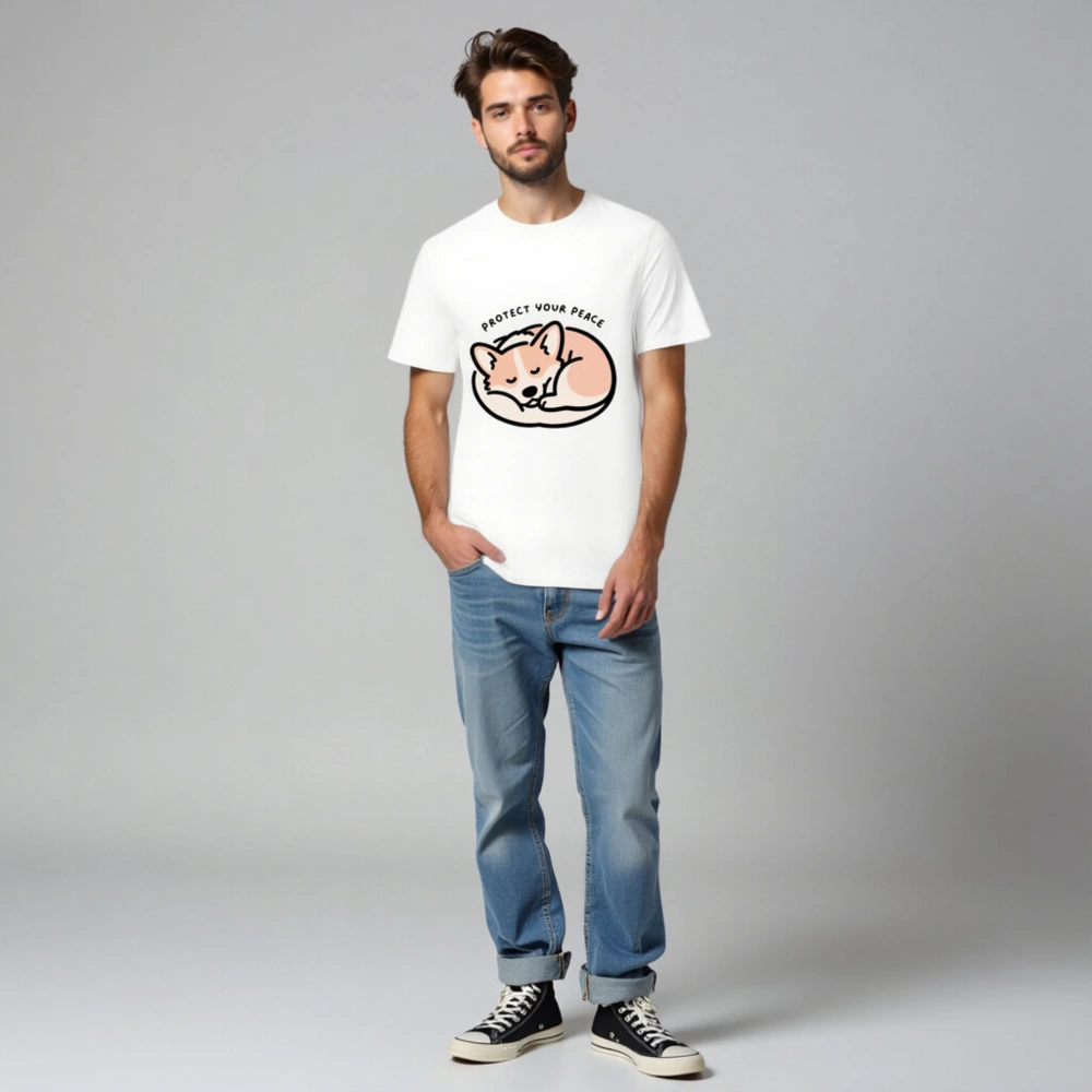 Unisex Organic Cotton T-Shirt | Sleeping Fox Design - Protect Your Peace - Image 2