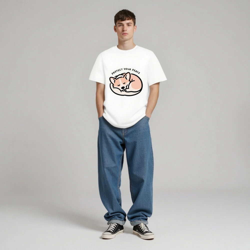 Unisex Organic Cotton T-Shirt | Sleeping Fox Design - Protect Your Peace - Image 3