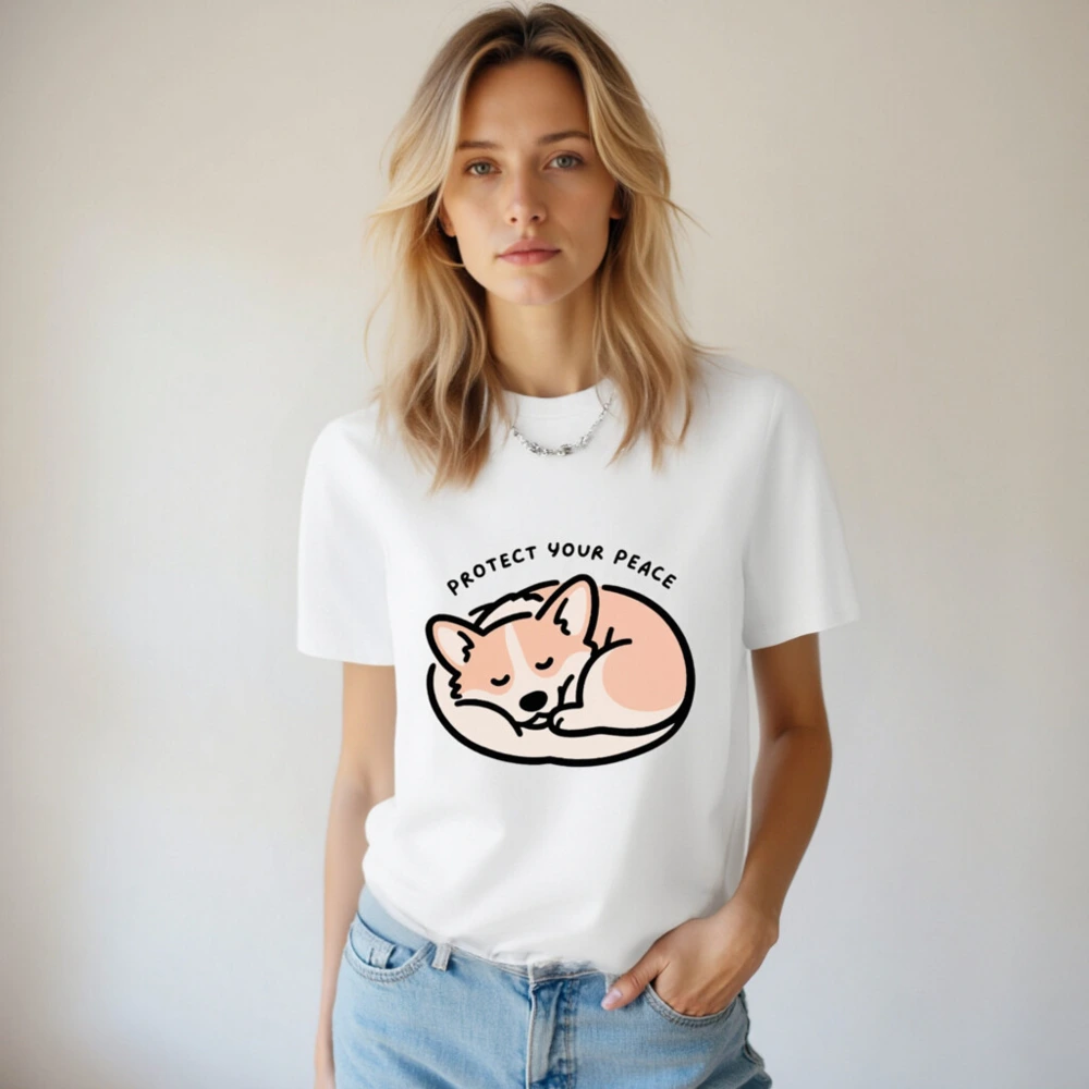 Unisex Organic Cotton T-Shirt | Sleeping Fox Design - Protect Your Peace - Image 4