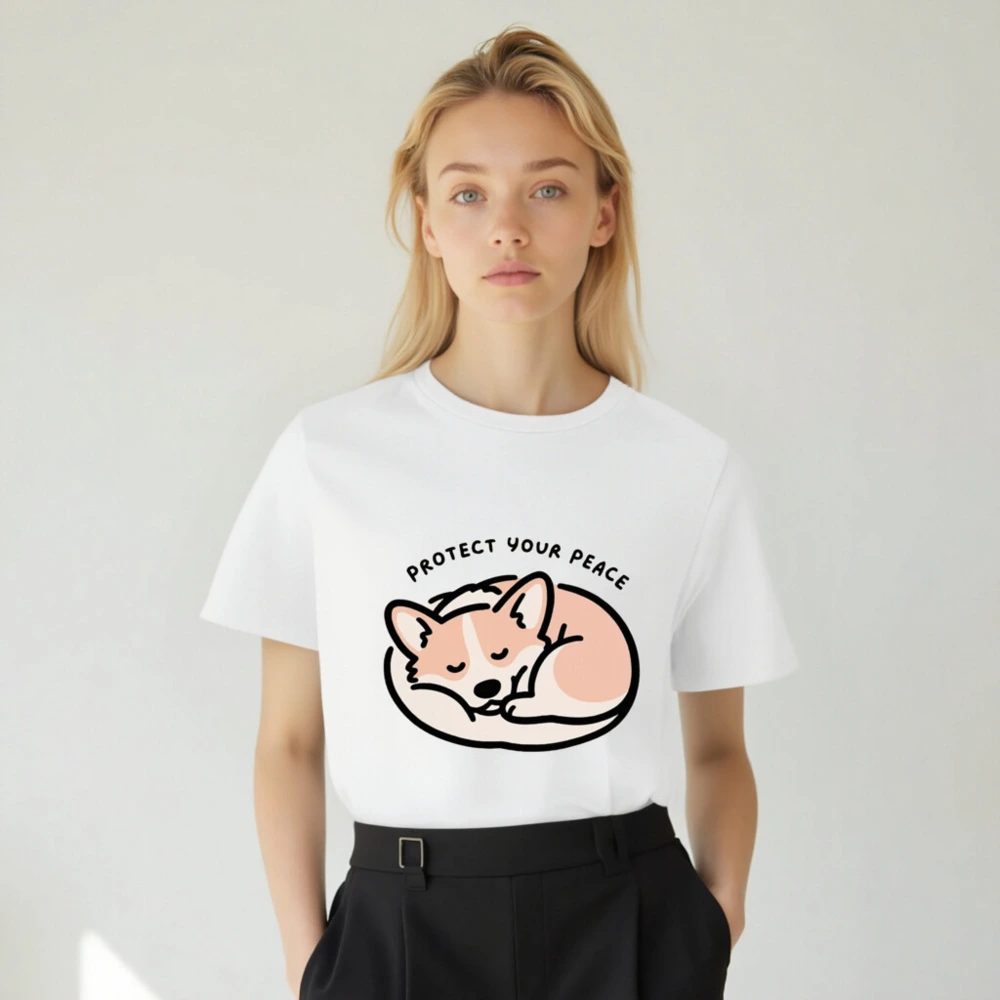 Unisex Organic Cotton T-Shirt | Sleeping Fox Design - Protect Your Peace - Image 5