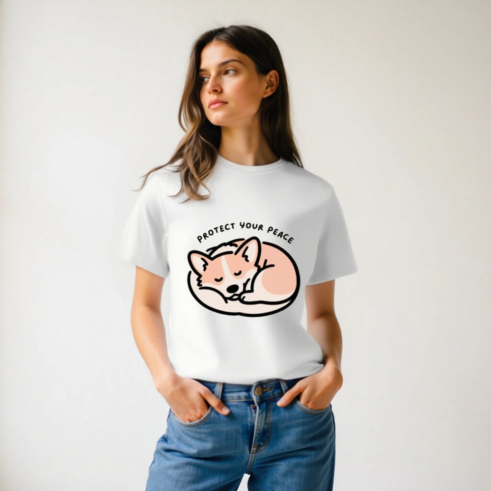 Unisex Organic Cotton T-Shirt | Sleeping Fox Design - Protect Your Peace - Image 6