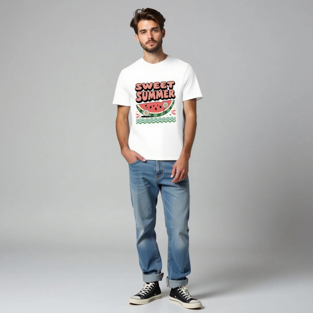 Sweet Summer Watermelon T-Shirt | Unisex Organic Cotton Tee - Image 2