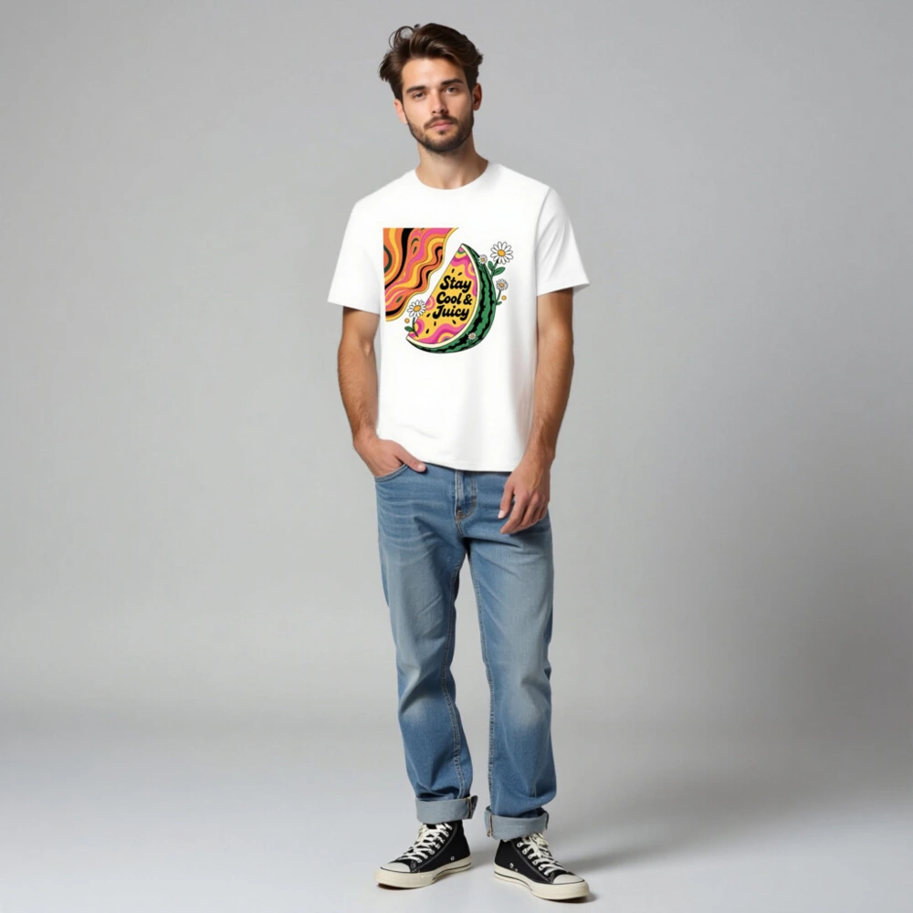 Unisex Organic Cotton T-Shirt | Stay Cool & Juicy Watermelon Graphic Tee - Image 2
