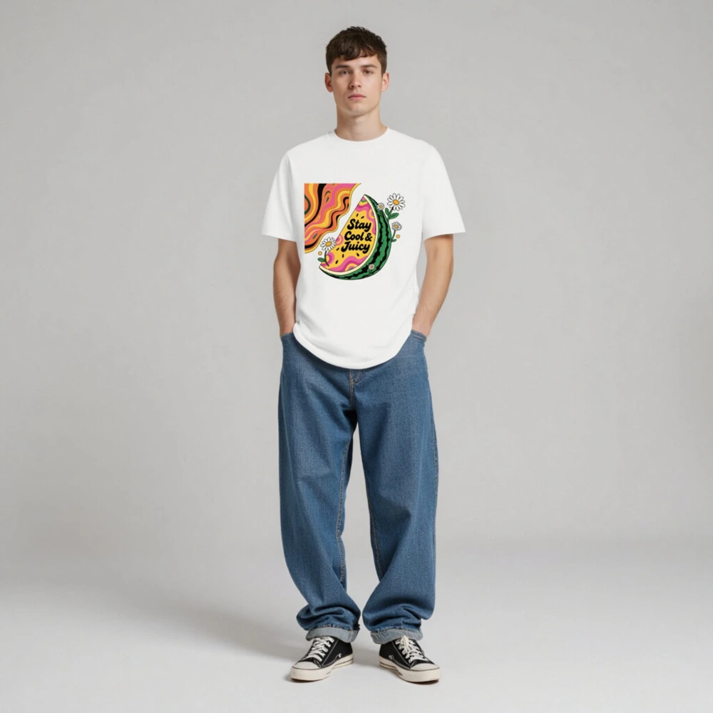 Unisex Organic Cotton T-Shirt | Stay Cool & Juicy Watermelon Graphic Tee - Image 3