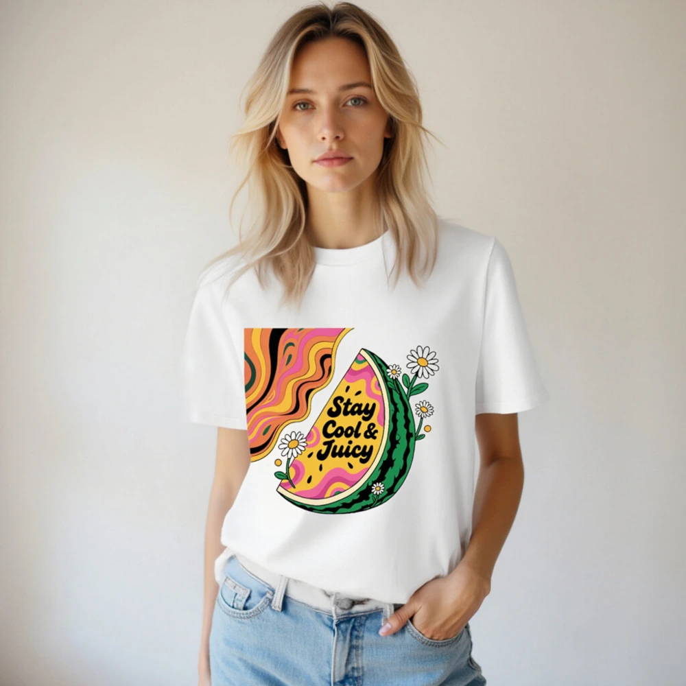 Unisex Organic Cotton T-Shirt | Stay Cool & Juicy Watermelon Graphic Tee - Image 4