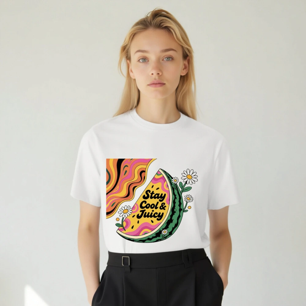 Unisex Organic Cotton T-Shirt | Stay Cool & Juicy Watermelon Graphic Tee - Image 5