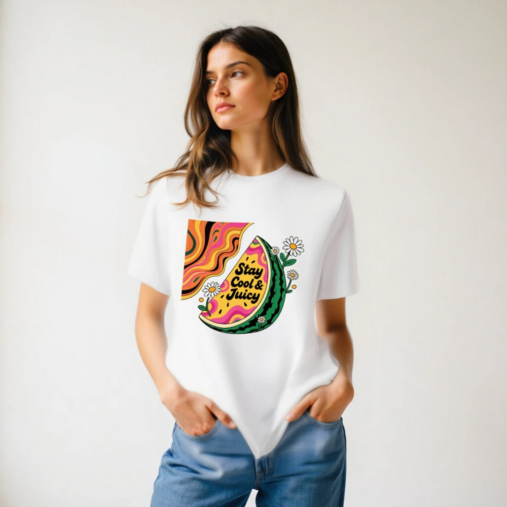 Unisex Organic Cotton T-Shirt | Stay Cool & Juicy Watermelon Graphic Tee - Image 6