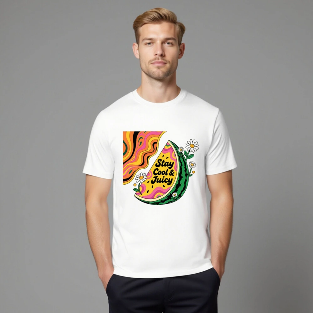 Unisex Organic Cotton T-Shirt | Stay Cool & Juicy Watermelon Graphic Tee - Image 8