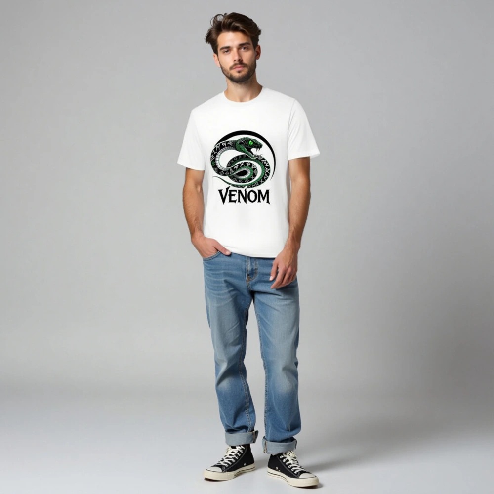 Unisex Organic Cotton T-Shirt with Venom Snake Graphic - Eco-Friendly & Comfortable - Image 2