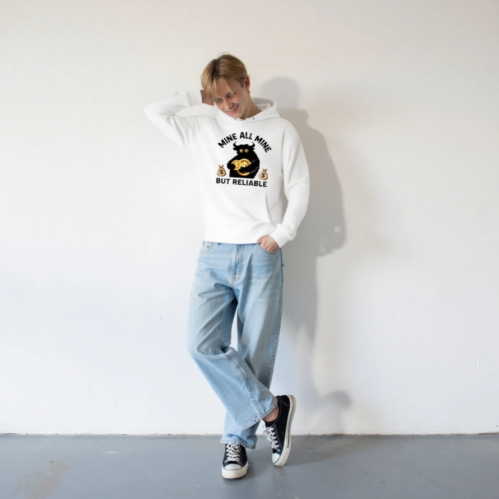 Unisex Eco Hoodie - Mine All Mine But Reliable | Pixel Cow Design - Image 4