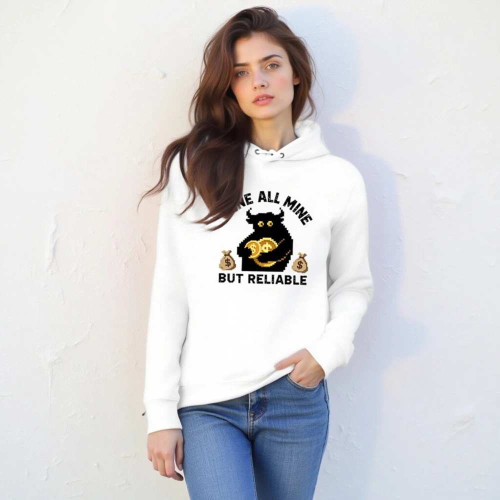 Unisex Eco Hoodie - Mine All Mine But Reliable | Pixel Cow Design - Image 5