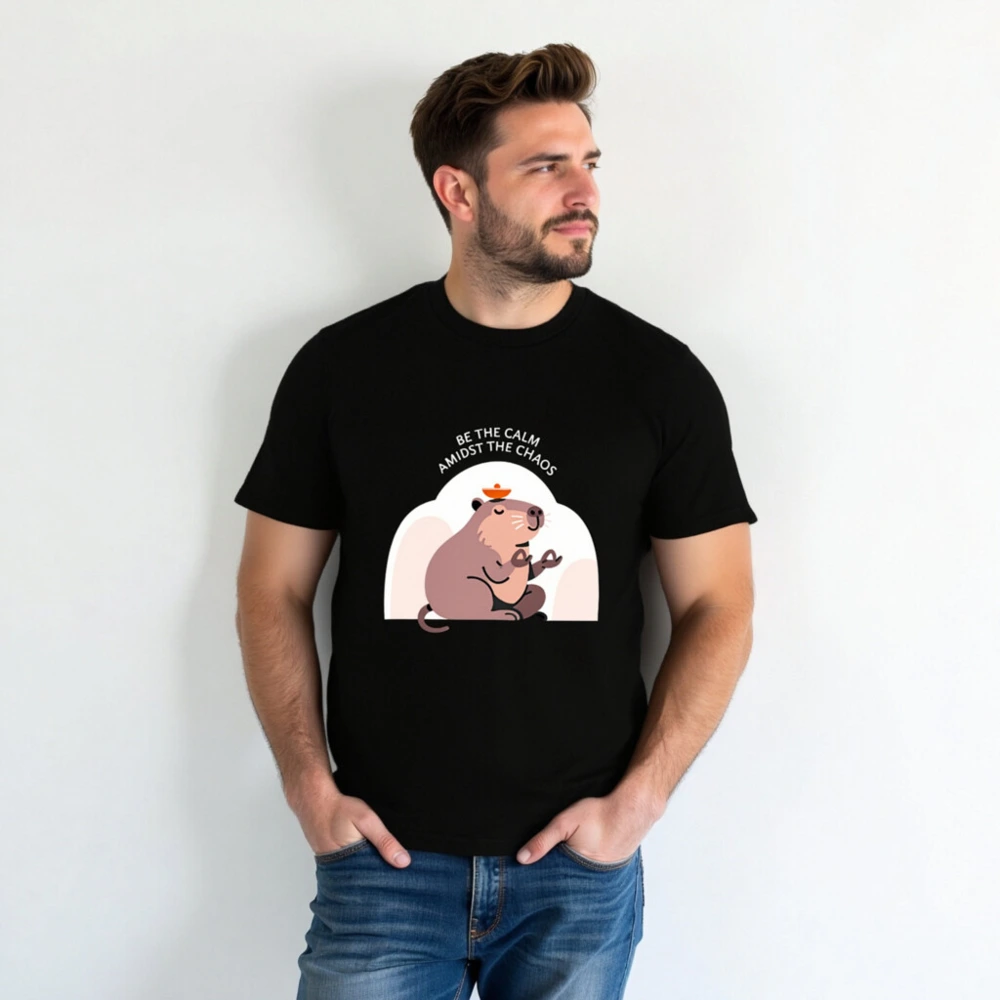 Unisex Organic Cotton T-Shirt | Be the Calm Amidst the Chaos Capybara Tee - Image 3