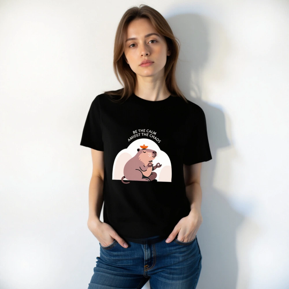 Unisex Organic Cotton T-Shirt | Be the Calm Amidst the Chaos Capybara Tee - Image 4