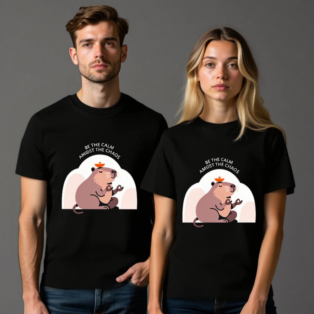 Unisex Organic Cotton T-Shirt | Be the Calm Amidst the Chaos Capybara Tee - Image 8