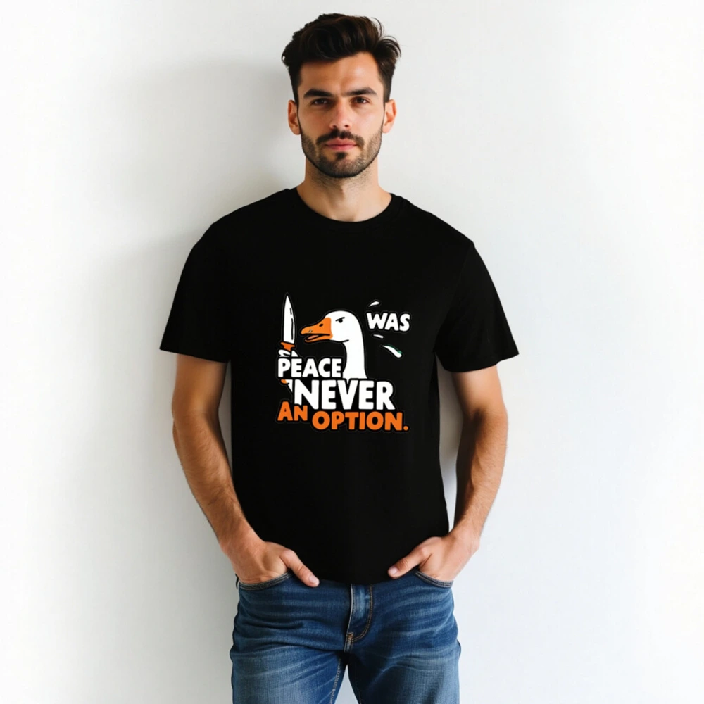 Unisex Organic Cotton T-Shirt | Peace Was Never an Option Goose Graphic Tee - Image 2