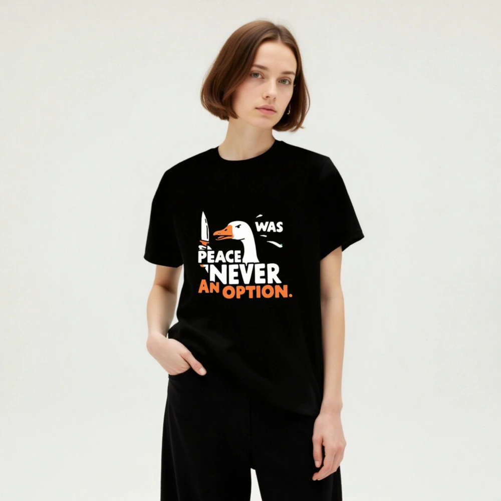 Unisex Organic Cotton T-Shirt | Peace Was Never an Option Goose Graphic Tee - Image 5