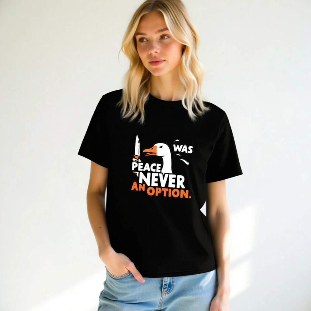 Unisex Organic Cotton T-Shirt | Peace Was Never an Option Goose Graphic Tee - Image 7