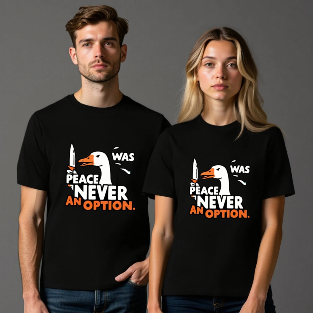Unisex Organic Cotton T-Shirt | Peace Was Never an Option Goose Graphic Tee - Image 8