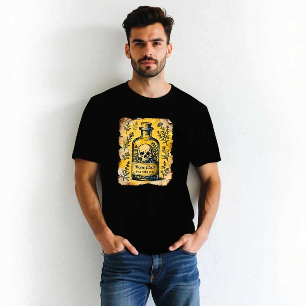 Bone Elixir T-Shirt | Unisex Staple Tee with Vintage Skull & Herb Art - Image 2