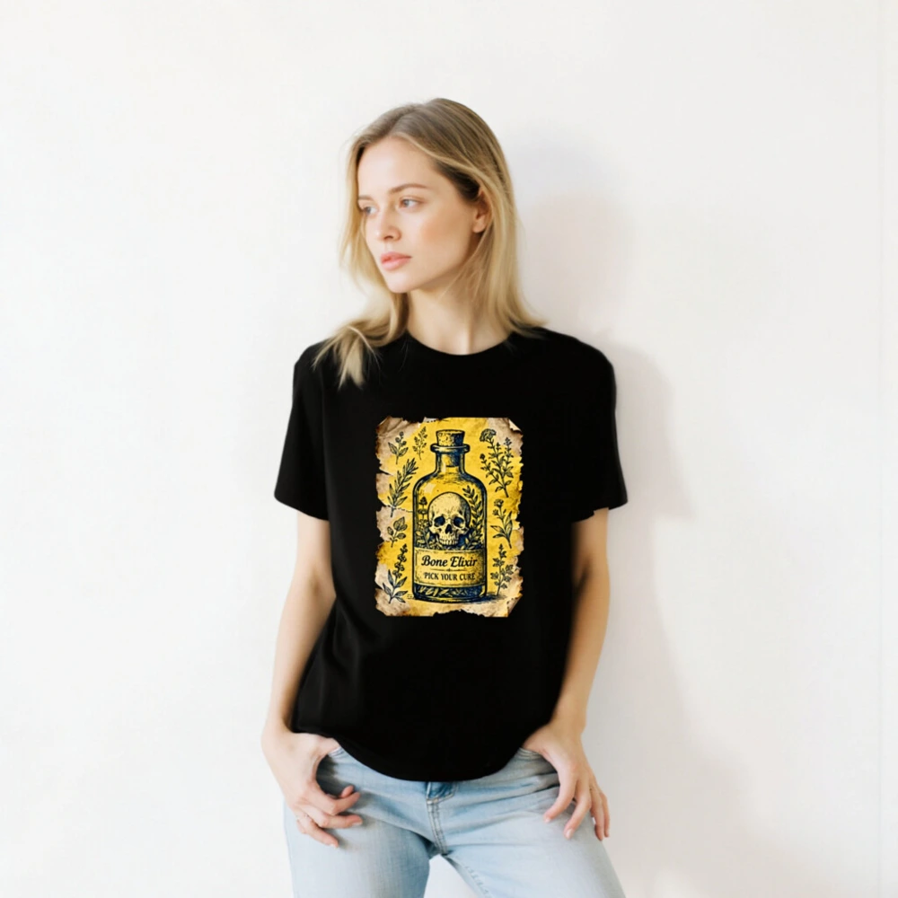 Bone Elixir T-Shirt | Unisex Staple Tee with Vintage Skull & Herb Art - Image 5