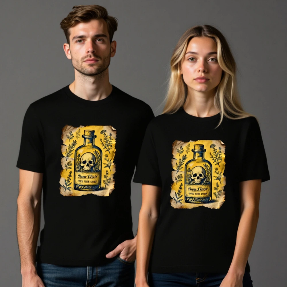 Bone Elixir T-Shirt | Unisex Staple Tee with Vintage Skull & Herb Art - Image 7
