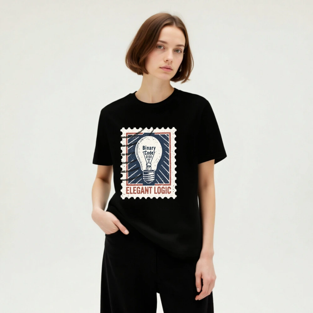 Unisex Staple T-Shirt - Elegant Logic Light Bulb Design, Binary Code 0101 - Image 5