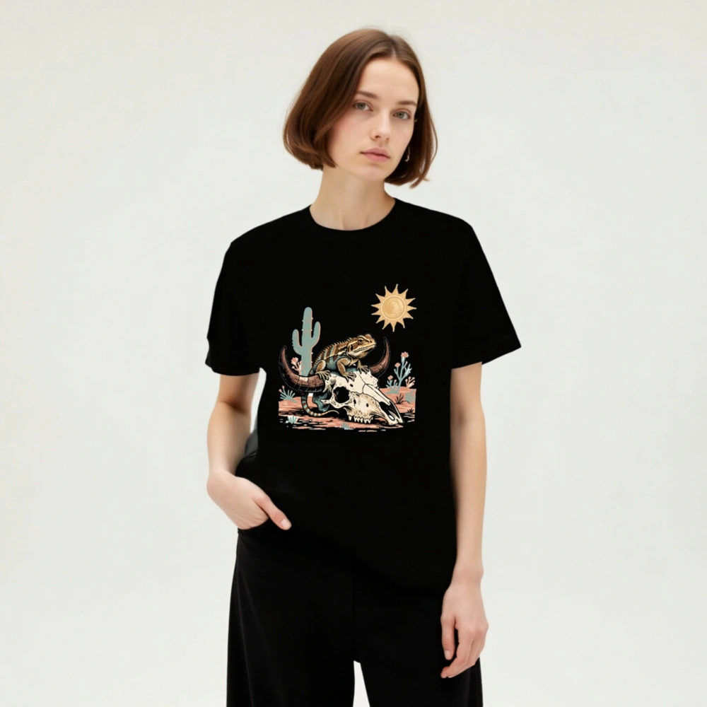 Desert Lizard on Buffalo Skull T-Shirt | Unisex Staple Tee - Image 5