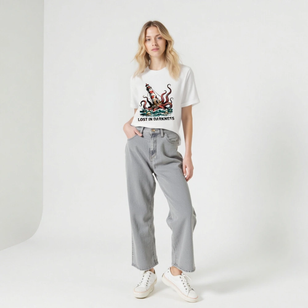 Unisex Staple T-Shirt: Octopus Attacks Lighthouse - Lost in Darkness - Image 5