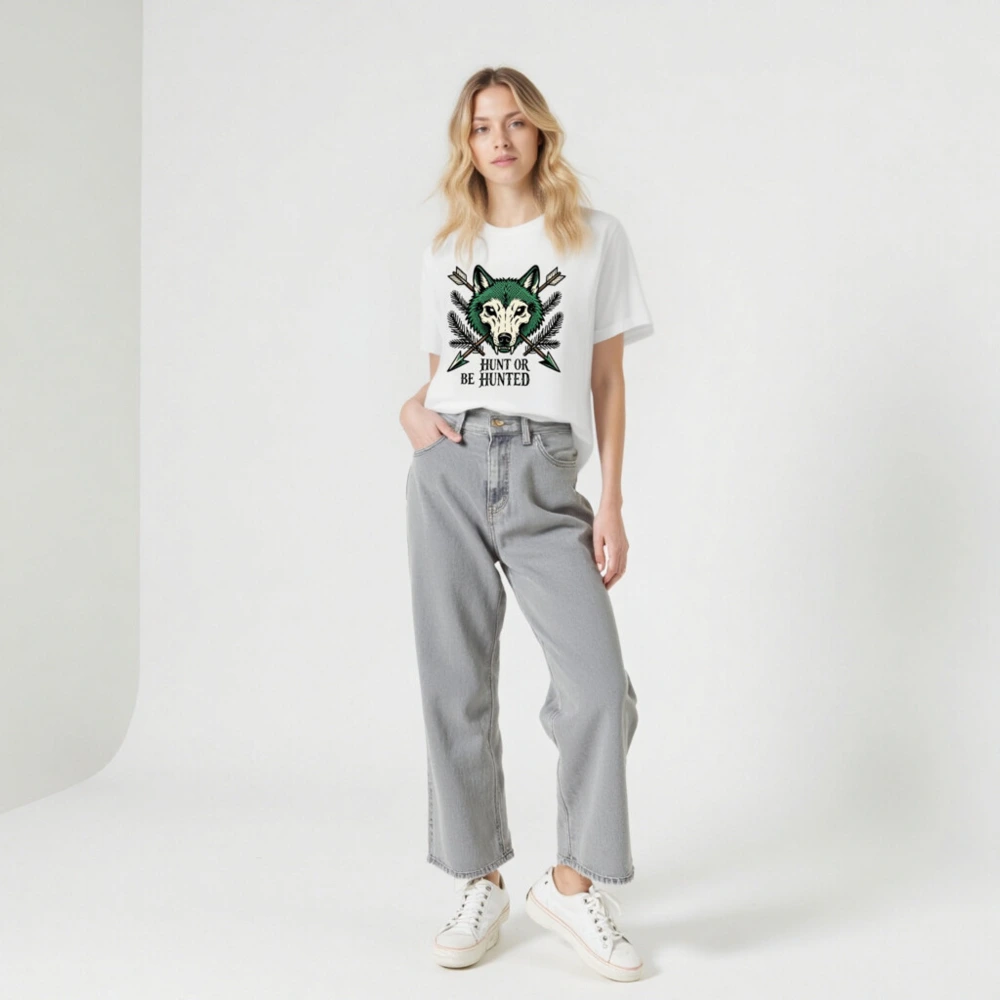 Unisex Green Wolf T-Shirt - Hunt or Be Hunted Graphic Tee - Image 5