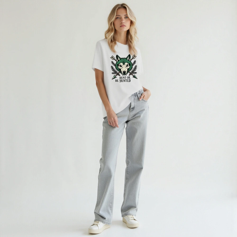 Unisex Green Wolf T-Shirt - Hunt or Be Hunted Graphic Tee - Image 6
