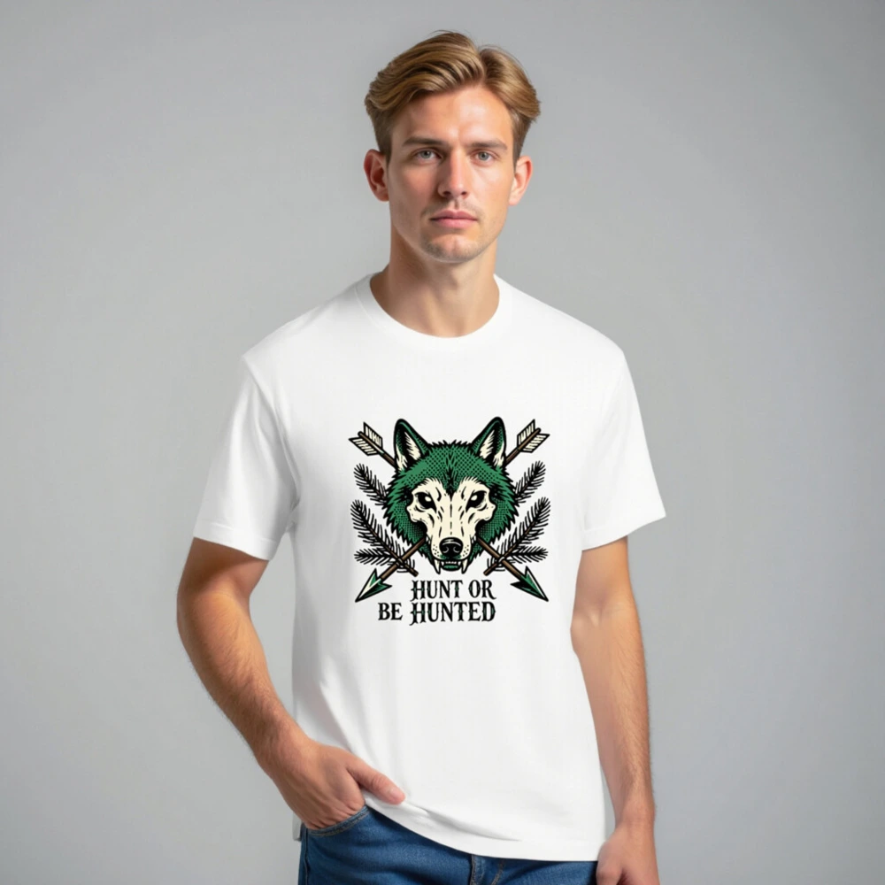 Unisex Green Wolf T-Shirt - Hunt or Be Hunted Graphic Tee - Image 7